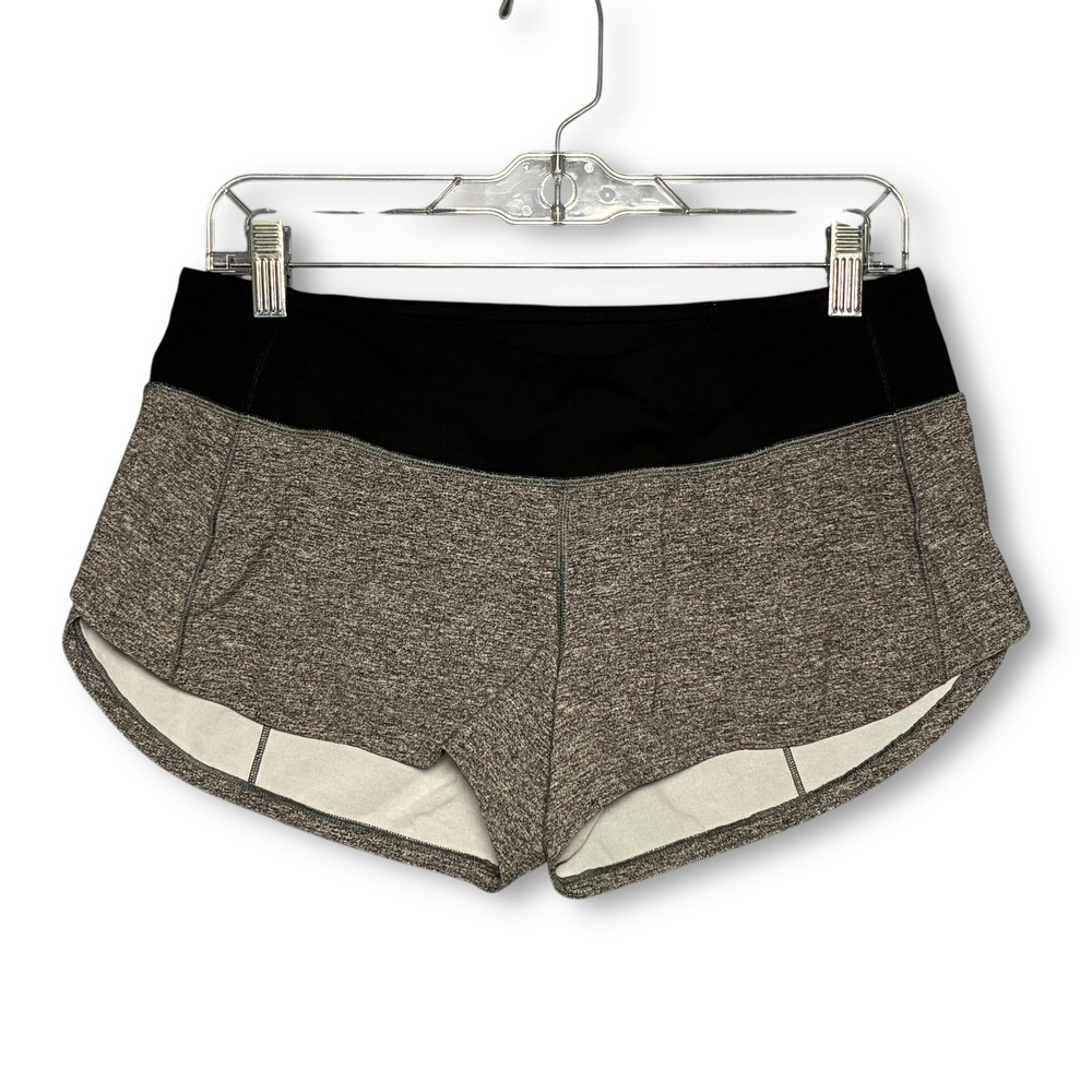 EUC Lululemon Speed Up Short Black Grey Heather Women's 6 Athletic‎ Running